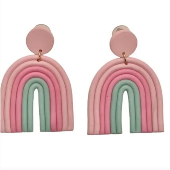 ⭐️❤️ FREE Rainbow Boho Peasant Hipster Hippie Art Clay Like Farmhouse Earrings - Picture 1 of 8